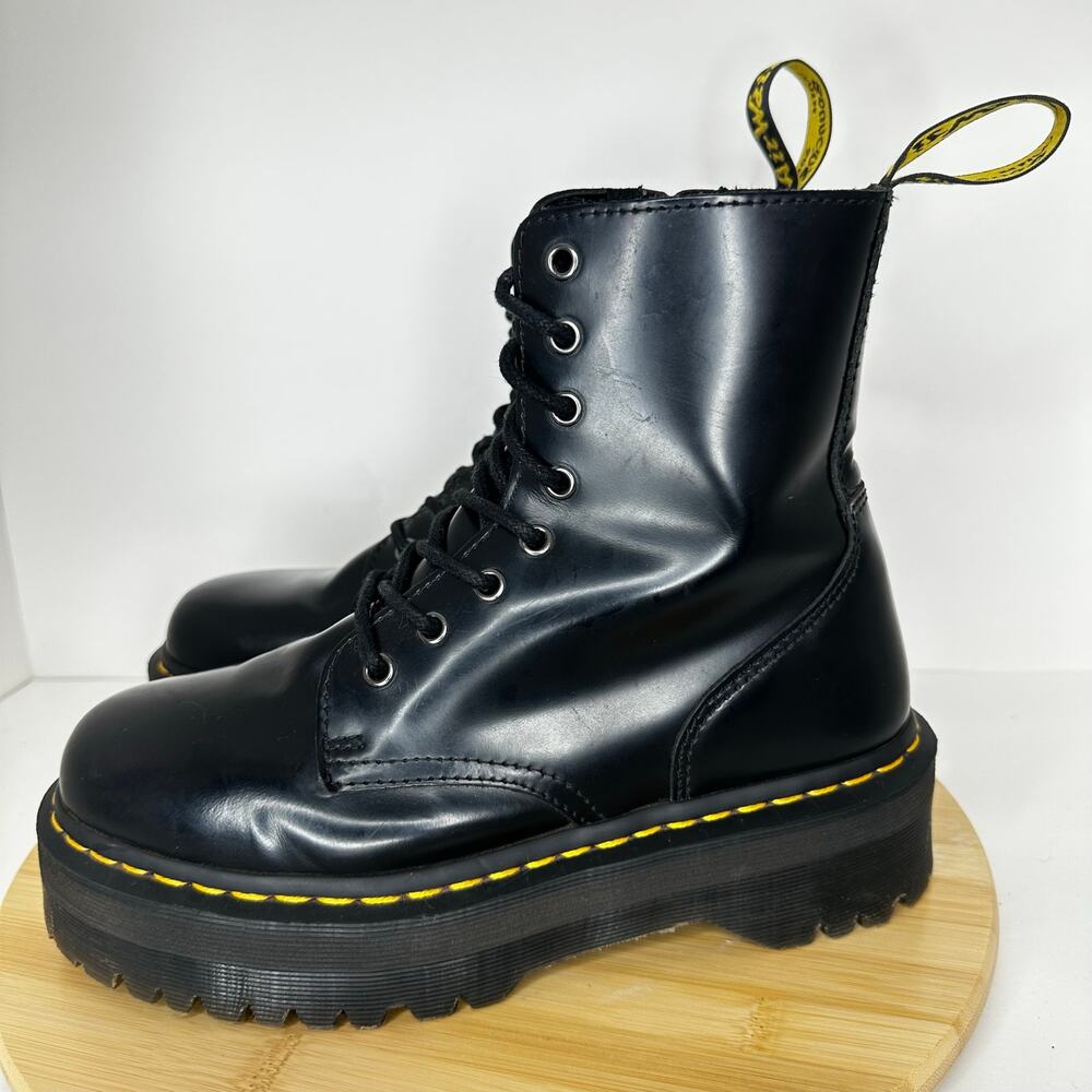 Dr. Martens Black Jadon Platform Combat Boots Smooth Leather Punk Grunge Unisex - Picture 4 of 7
